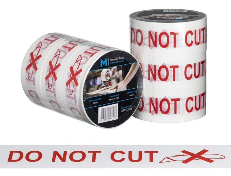 Message Tape Do Not Cut - White/Red, 48mm x 100m x 50mu (Pack of 36)