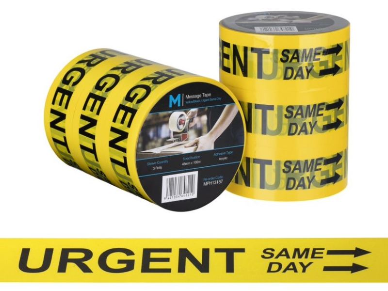 Message Tape Urgent Same Day - Yellow/Black, 48mm x 100m x 50mu (Pack of 36)