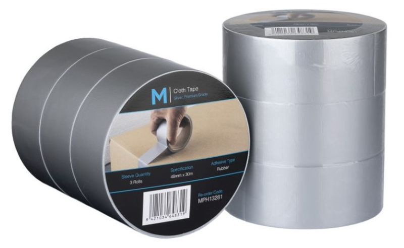 Premium Cloth Tape - Silver, 48mm x 30m x 250mu (Pack of 36)
