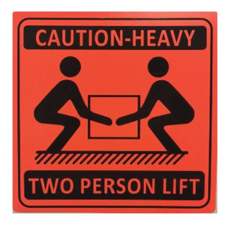 Handling Label Two Person Lift - Orange/Black, 99mm x 99mm (500)
