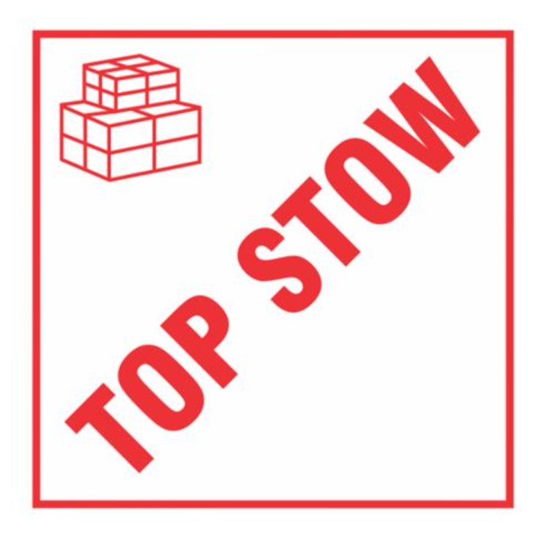 Handling Label Top Stow - White/Red, 99mm x 99mm (500)