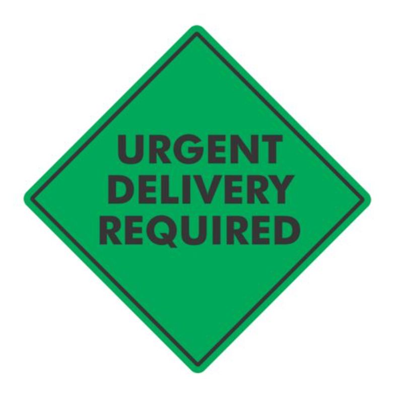 Handling Label Urgent Delivery - Green/Black, 99mm x 99mm (500)