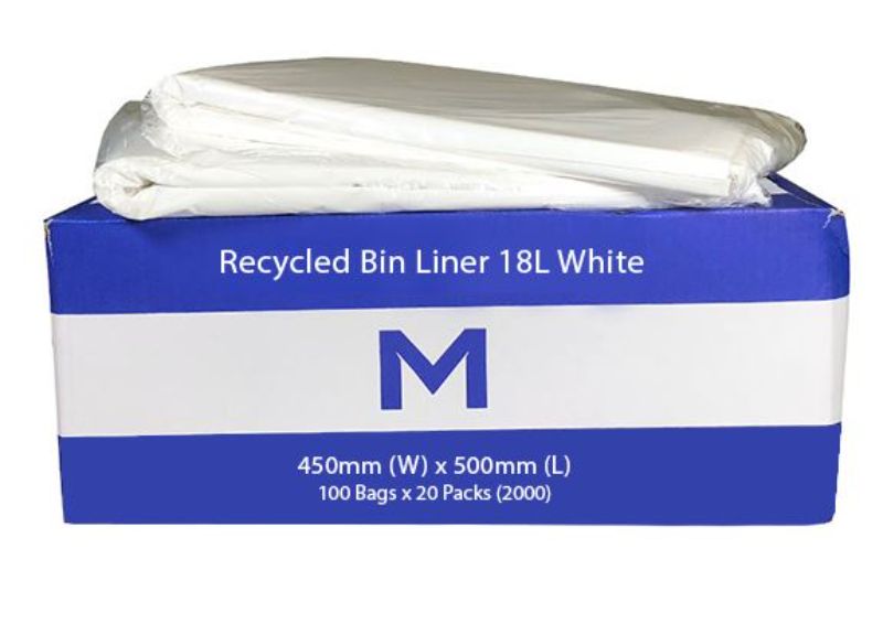 FP Recycled Bin Liner 18L - White, 450mm x 500mm x 20mu (2400)