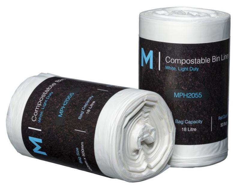 POR Compostable Bin Liner 18L - White, 450mm x 500mm x 15mu (1500)