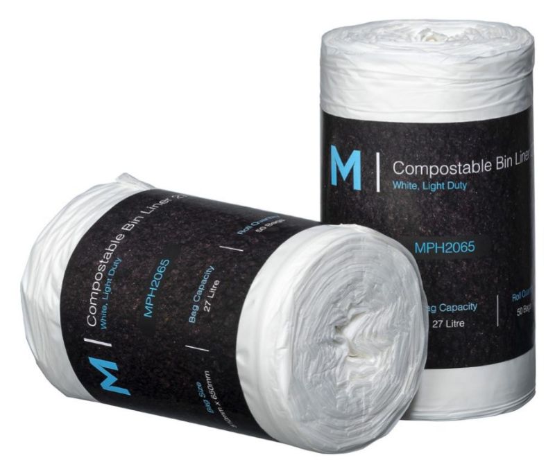 POR Compostable Bin Liner 27L - White, 510mm x 650mm x 15mu (1200)