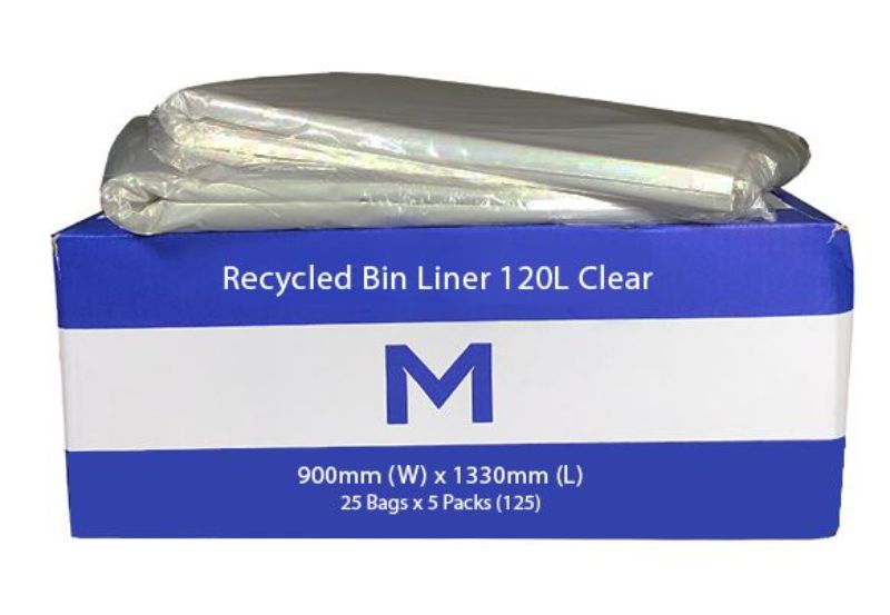 FP Recycled Bin Liner 120L - Clear, 900mm x 1330mm x 50mu (125)