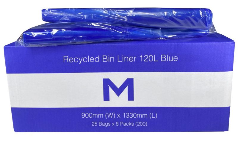 FP Recycled Bin Liner 120L - Blue, 900mm x 1330mm x 30mu (200)