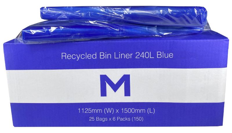 FP Recycled Bin Liner 240L - Blue, 1125mm x 1500mm x 30mu (150)