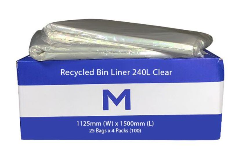 FP Recycled Bin Liner 240L - Clear, 1125mm x 1500mm x 100mu (50)