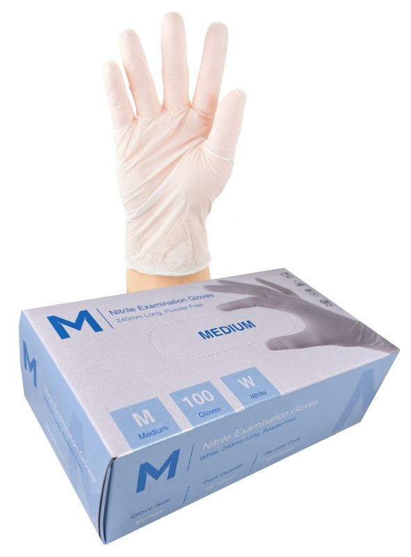 Nitrile Examination Gloves Powder Free - M, 240mm Cuff, 5.0g (Box of 1000)