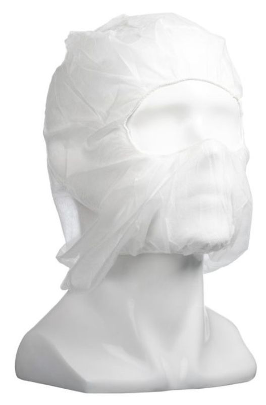 Polypropylene Full Face Balaclavas - White, Elasticated, 25gsm (Box of 400)