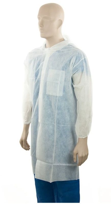 Polypropylene Domed Laboratory Coat - White, 2XL, 45gsm (Pack of 25)