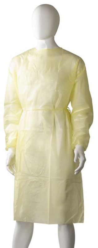 Polypropylene Coated Isolation Gown - Yellow, 1200mm x 1400mm (Pack of 40)