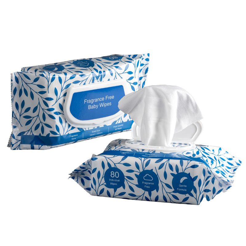 Non Fragranced Baby Wipes - White, 160mm x 200mm, 55gsm - 12 Packets