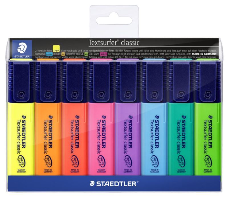 Staedtler Classic Highlighter - Assorted, Chisel Tip (Pack of 8)