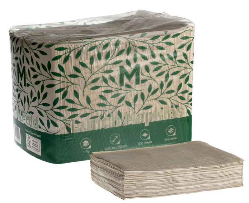 Lunch Napkins 1/4 Fold - Brown, 300mm x 300mm, 1 Ply (Pack of 3000)
