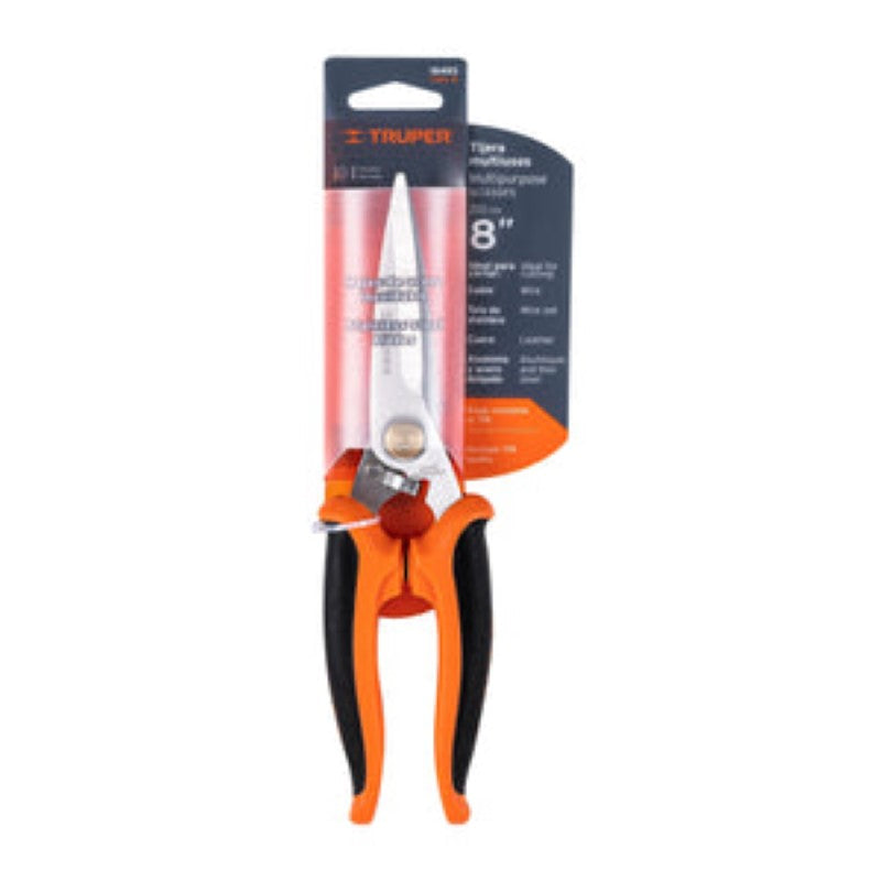 Heavy-duty 20cm multi-purpose snips with stainless steel blades and ergonomic handles for precise cutting.