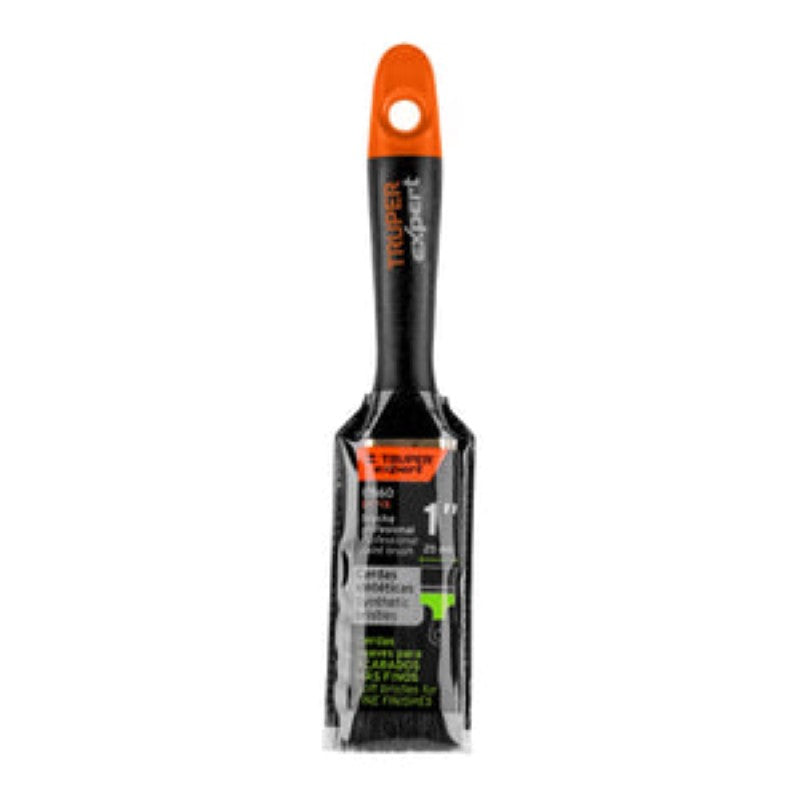 Truper 25mm paint brush with lightweight plastic handle and synthetic bristles for smooth, streak-free application.