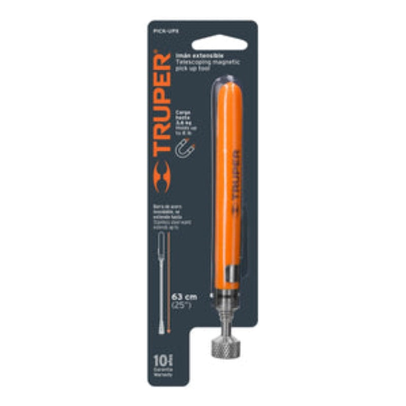 Truper Telescopic Magnetic Pick Up Tool, extends for easy retrieval of metal objects up to 3.6kg, ideal for DIY and repairs.