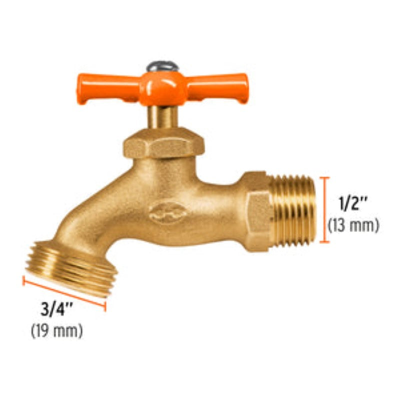 Unpolished brass hose tap with durable handle, designed for leak-proof water flow in gardens and outdoor spaces.