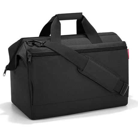 All Rounder L Pocket Bag by Reisenthel in black, spacious 32L capacity, dual handles, and water-repellent design for travel.