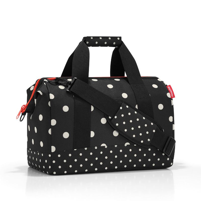 All Rounder M Bag by Reisenthel in Mixed Dots, 18L, features zip closure, multiple pockets, and water-repellent material.