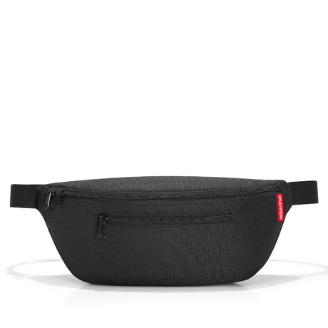 Sleek black Reisenthel M Belt Bag, versatile 36cm with 3L capacity, adjustable strap, and water-repellent material.