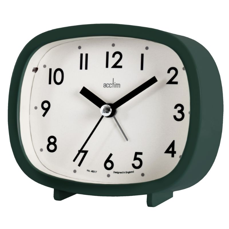Acctim Hilda Urban Jungle alarm clock, stylish retro design, easy-to-read dial, snooze function, and silent sweep movement.