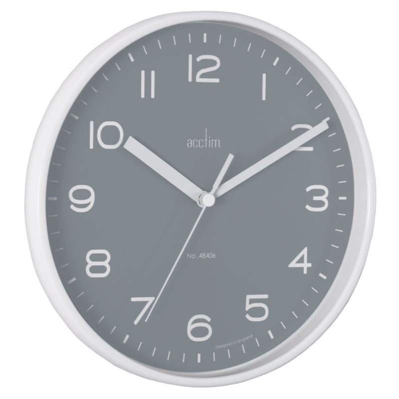 Elegant 20cm dusk grey wall clock with quartz movement and slimline design, perfect for modern home decor.