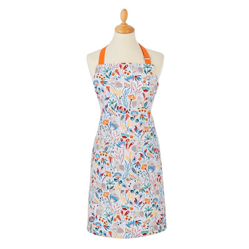 Colorful Ulster Weavers Cotton apron with playful field mice design, perfect for cooking and baking with style.