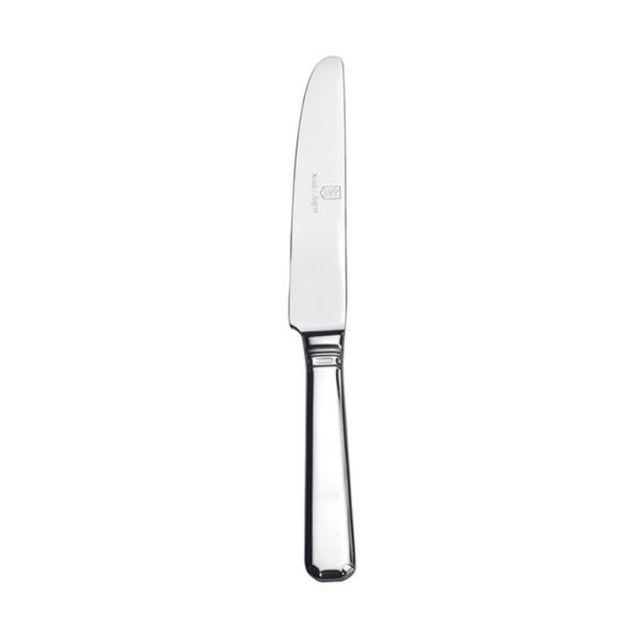 Elegant Stanley Rogers Grecian Dessert Knife with bevelled edges and mirror polish, ideal for serving cakes and pastries.