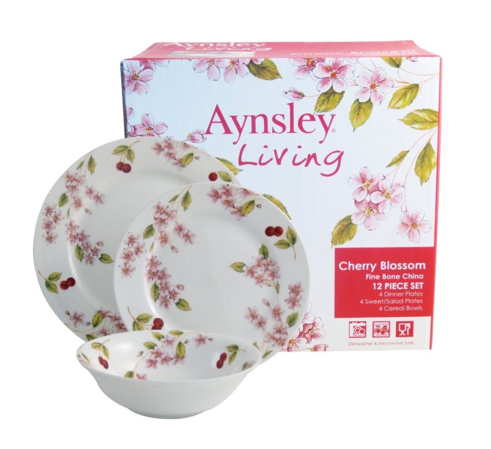 Dinner Set - Aynsley Cherry Blossom 12pc Set - Bone China