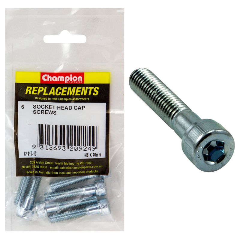 M8 X 40MM SOCKET HEAD CAP SCREWS - 6PK