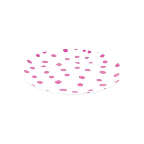 Set of 6 vibrant pink 25cm melamine plates, durable and dishwasher-safe, perfect for outdoor dining and events.