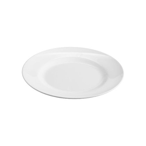 Set of 6 JAB Rim White Plates, 20cm melamine, high-lustrous finish, durable, scratch-resistant, dishwasher safe.