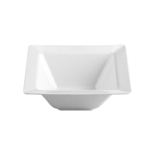 Set of 6 elegant 15cm white melamine square bowls, perfect for versatile dining and durable for any occasion.