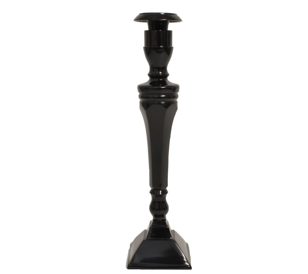 Large black aluminium candle holder standing 31cm tall, featuring intricate detailing to enhance any decor.