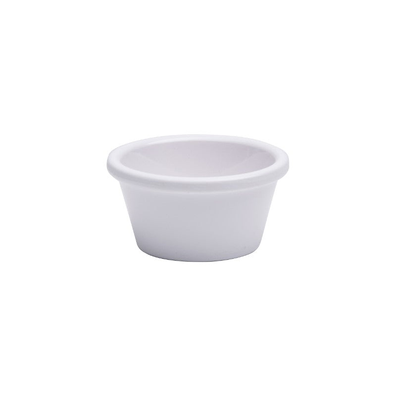 Set of 6 Jab White Ramekins, 45ml each, durable melamine, scratch-resistant, perfect for sauces and individual servings.