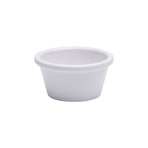 Set of 6 elegant white ramekins from JAB Design, durable melamine, ideal for individual servings and easy cleanup.