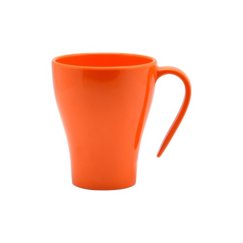 Set of 6 solid orange Jab Stacking Gelato mugs, durable and stylish for outdoor dining and easy stacking.