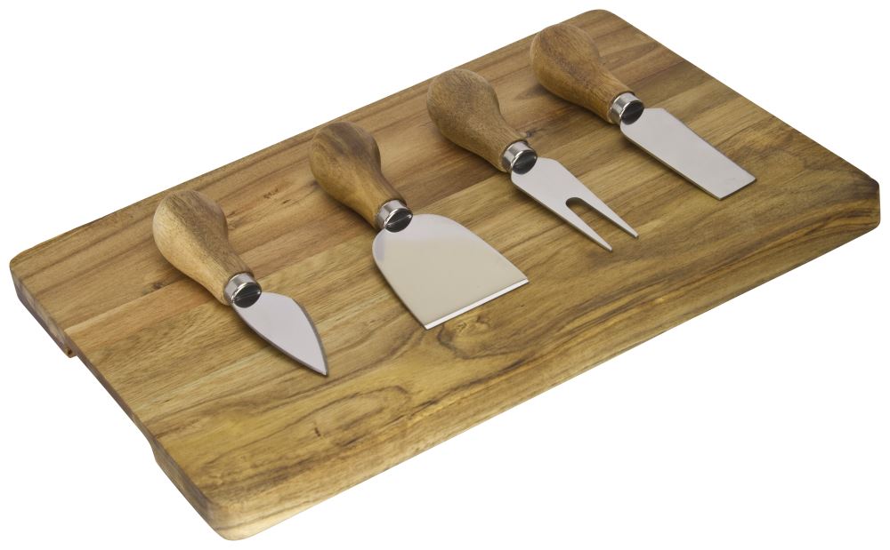 Taylors 4pc Cheese Knives & Acacia Wood Cheese Board Set