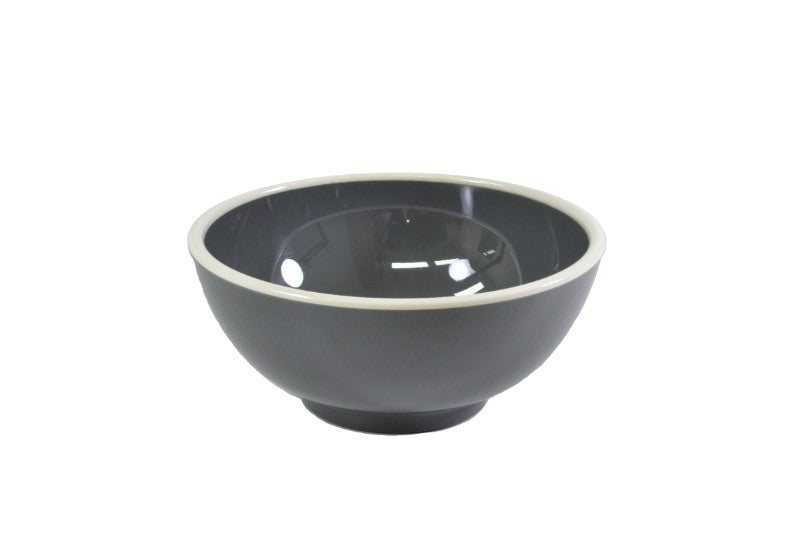 Set of 6 Jab Vintage Grey/White Rim Bowls in chic melamine, 15cm, elegant design for everyday use and special occasions.