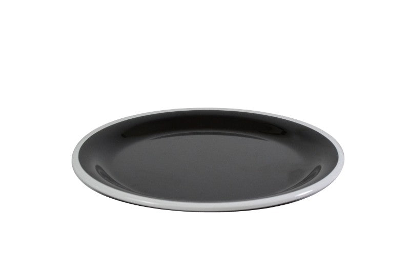 Jab Vintage Black/White Rim Enamel Look Plate 25cm - Set of 6