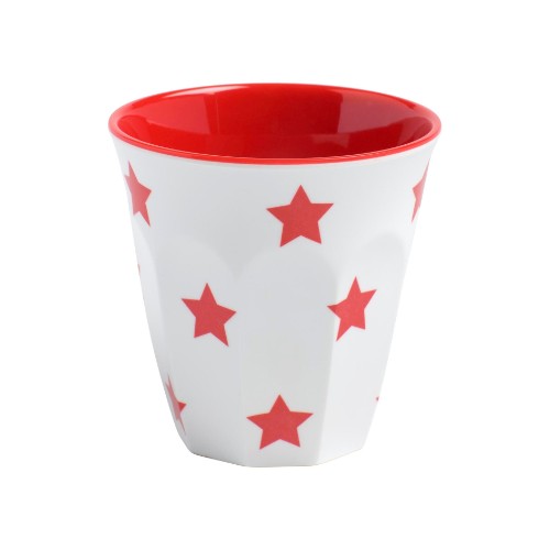 Set of 6 vibrant red star tumblers by JAB, durable, scratch-resistant, perfect for hot or cold drinks, dishwasher safe.