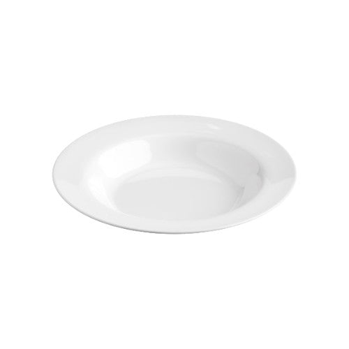 Elegant white melamine pasta bowl with ribbed design, 30cm, scratch-resistant, ideal for casual and formal dining.