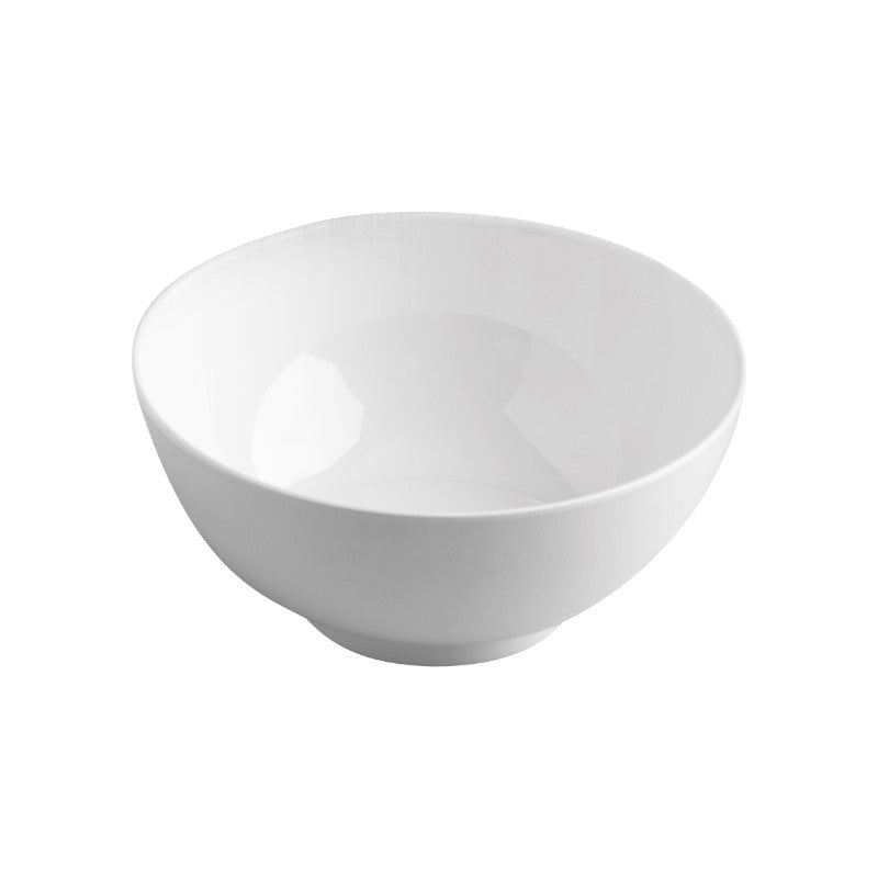 Set of 6 Jab White Round Bowls, 18cm, durable melamine, scratch-resistant, dishwasher safe, ideal for various dining occasions.