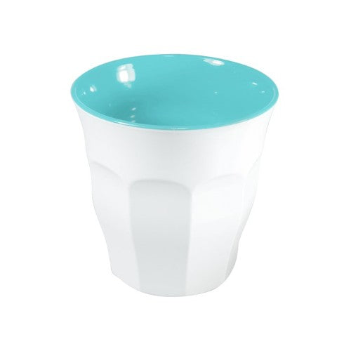 Set of 6 Jab Sorbet Espresso Cups in Bubble Gum and White, durable melamine, perfect for hot beverages, dishwasher safe.