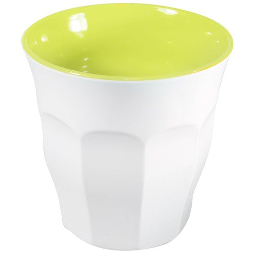 Set of 6 Jab Sorbet espresso cups in apple and white, durable melamine design for stylish and practical coffee enjoyment.