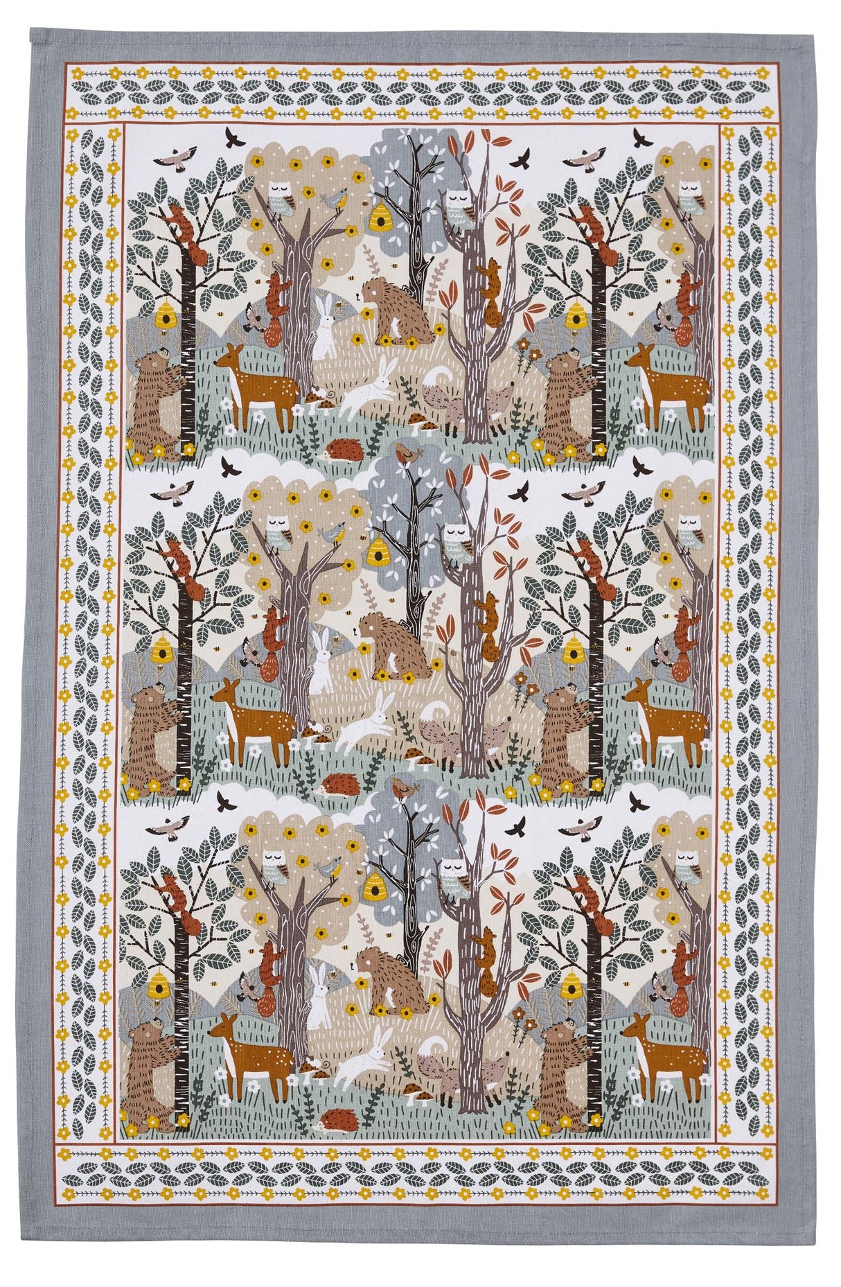 Ulster Weavers Wildwood Tea Towel in vibrant woodland design, cotton, 48x74cm, perfect for drying dishes and décor.