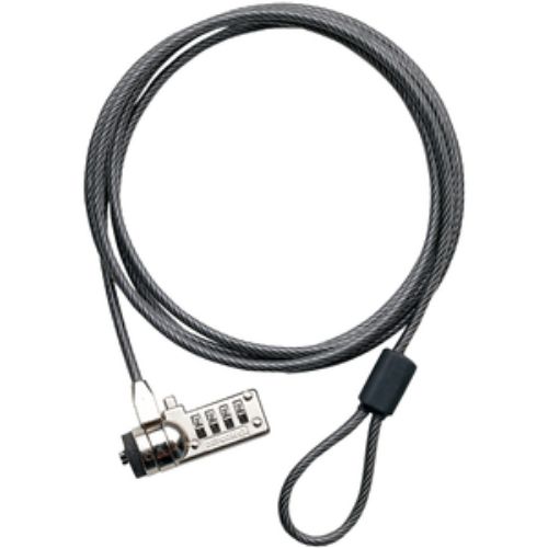 Targus DEFCON PA410S Cable Lock with 4-digit combination, 2.13m galvanized steel, ideal for securing devices.